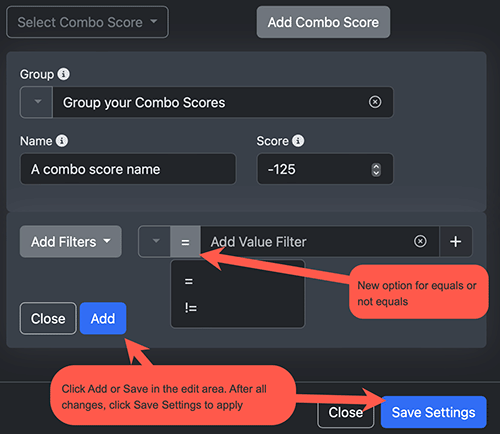 Combo Scoring New Features